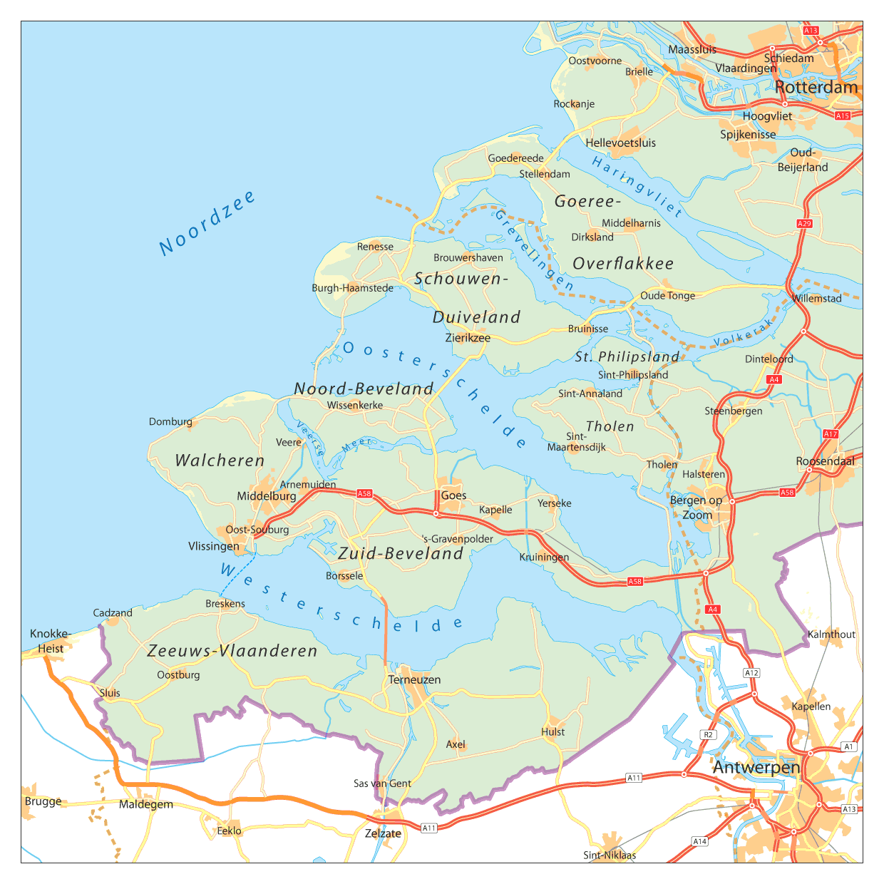 Digitale Kaart Van Zeeland